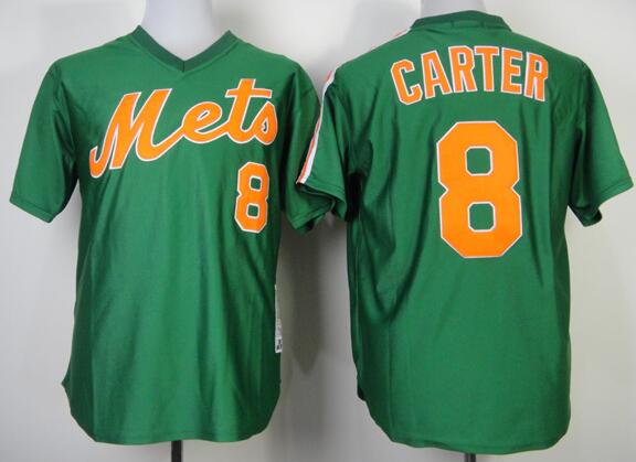 New York Mets 8 Gary Carter throwback green mlb jerseys