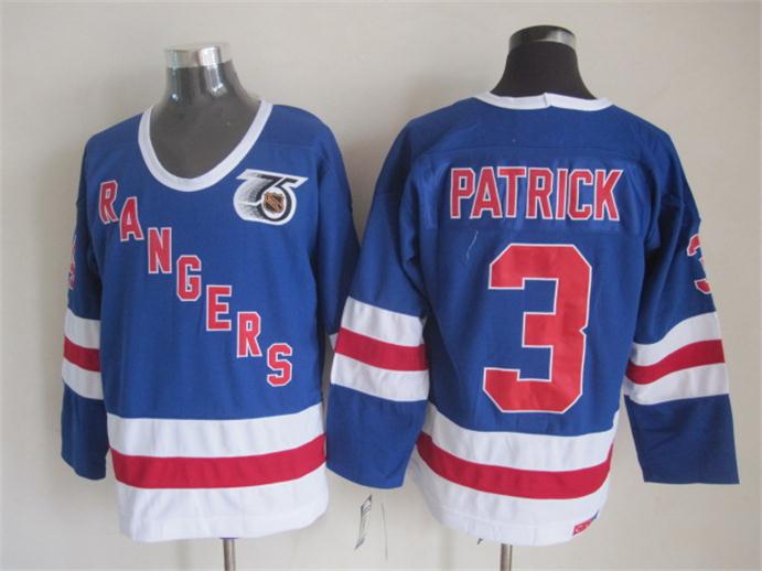 New York Rangers 3 Patrick blue CCM ice hockey Jerseys 75th patch New York Rangers 3 Patrick blue CCM ice hockey Jerseys 75th patch