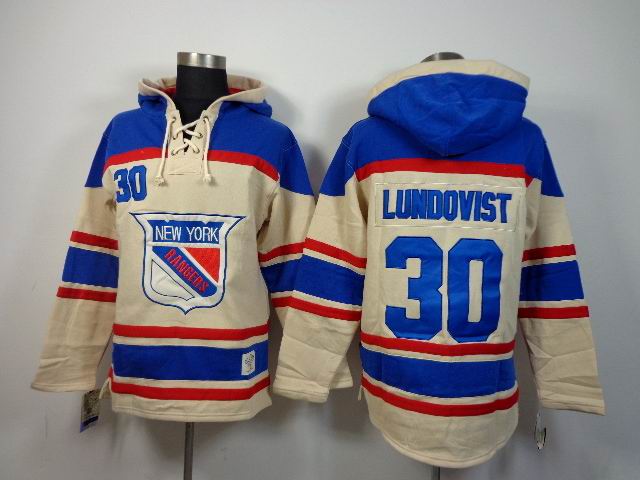 New York Rangers 30 Henrik Lundqvist  beige NHL Hooded Sweatshirt