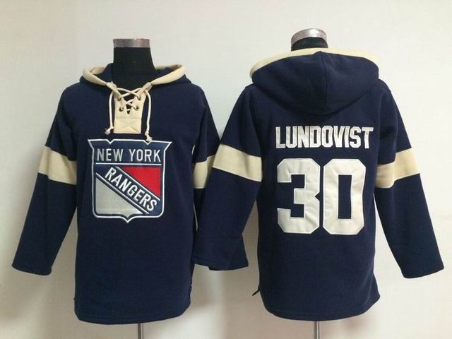 New York Rangers 30 Henrik Lundqvist dark blue Ice Hockey Hooded Sweatshirt