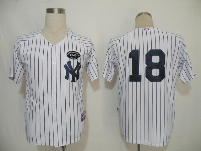 New York Yankees 18 Pinstripe White men basbaseball jerseys