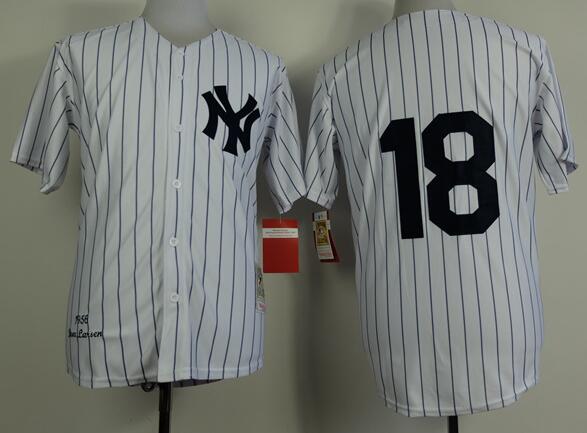 New York Yankees 18 Pinstripe throwback 1956 White mlb jersey