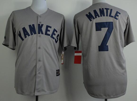 New York Yankees 7 Mickey Mantle Heather Grey Baseball jersey