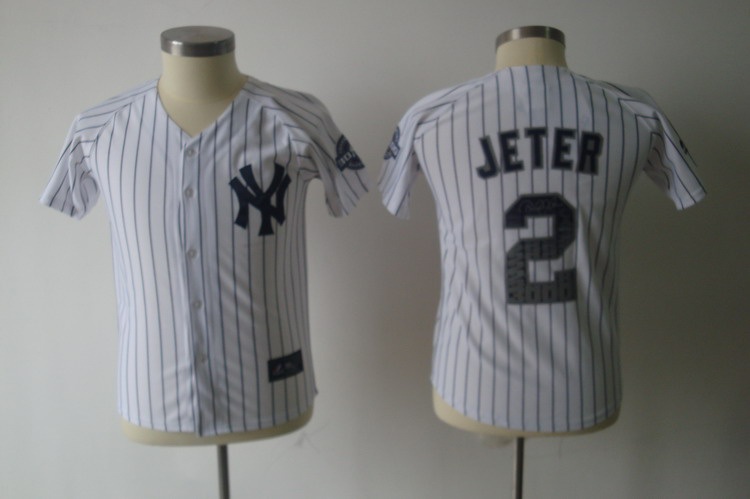 New York Yankees JETER 2# youth white mlb jerseys