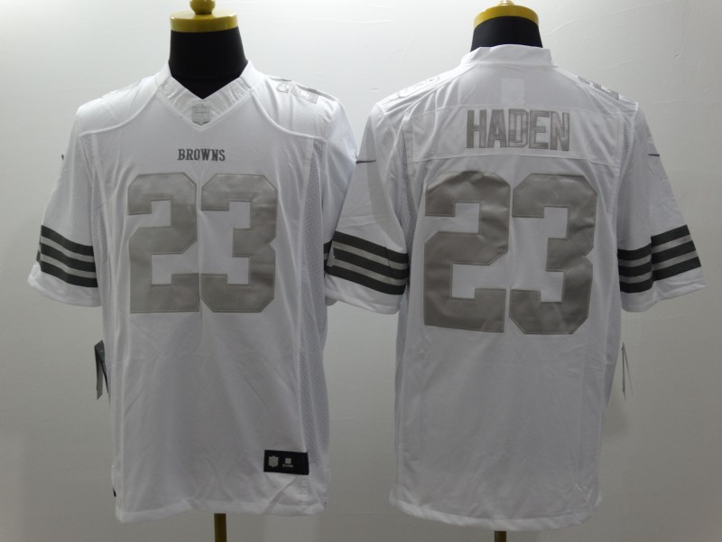 Nike 23 Cleveland Browns Joe Haden Platinum White Limited Jerseys