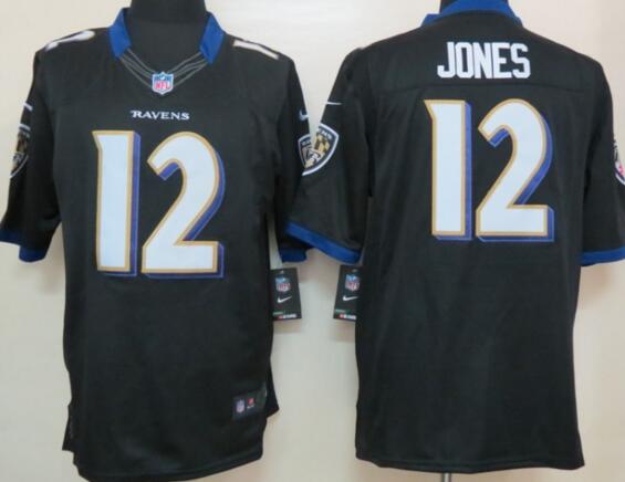 Nike Baltimore Ravens 12 Jones Black Limited Jerseys