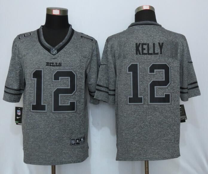 Nike Buffalo Bills 12 Kelly Gray Men's Stitched Gridiron Gray Limited Jersey