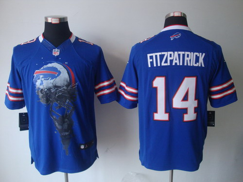 Nike Buffalo Bills 14 Ryan Fitzpatrick Blue NFL Helmet Tri-Blend Limited Jerseys