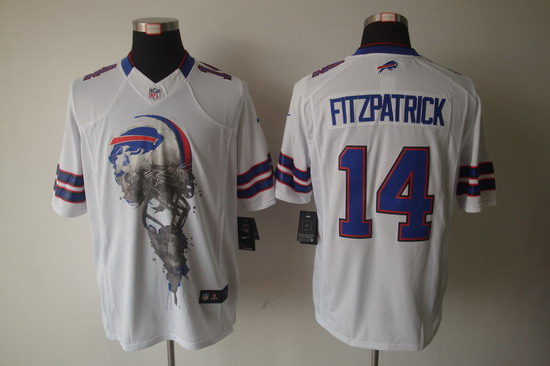 Nike Buffalo Bills 14 Ryan Fitzpatrick White NFL Helmet Tri-Blend Limited Jersey