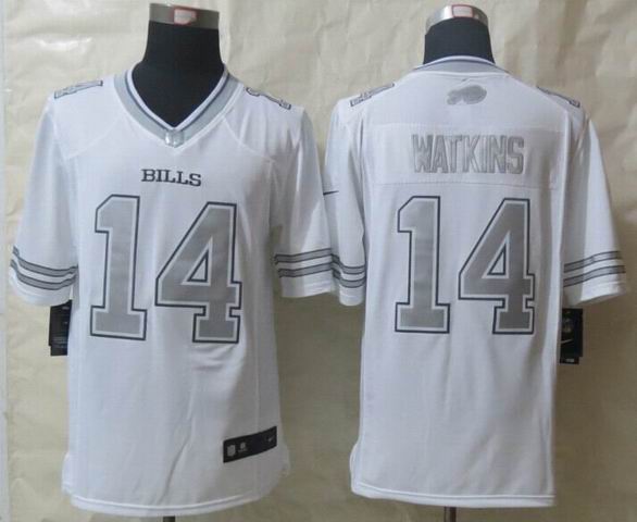 Nike Buffalo Bills 14 Watkins Platinum White Limited Jerseys