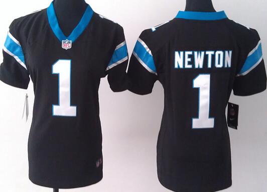 Nike Carolina Panthers 1 Cam Newton Black women football Jerseys