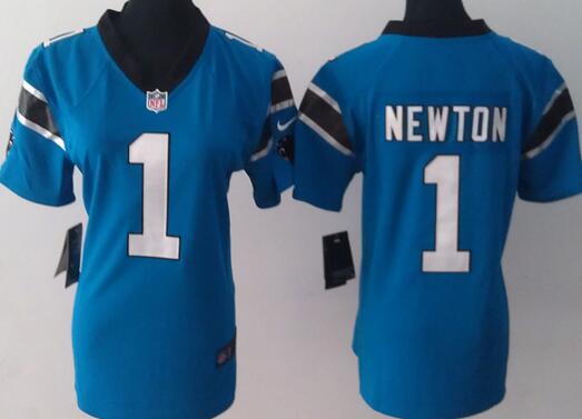 Nike Carolina Panthers 1 Cam Newton Blue women football Jerseys