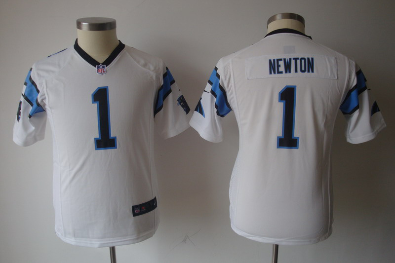 Nike Carolina Panthers 1 Cam Newton White NFL Kid youth Jerseys