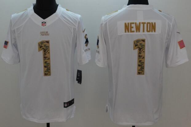 Nike Carolina Panthers 1 Newton Anthracite Salute To Service men usa flag white Limited Jersey