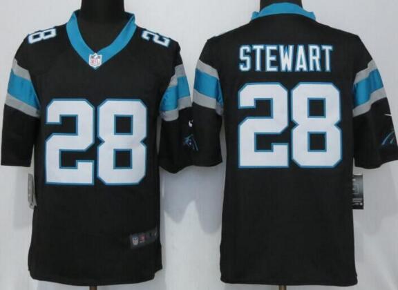 Nike Carolina Panthers 28 Stewart Black Limited Jerseys