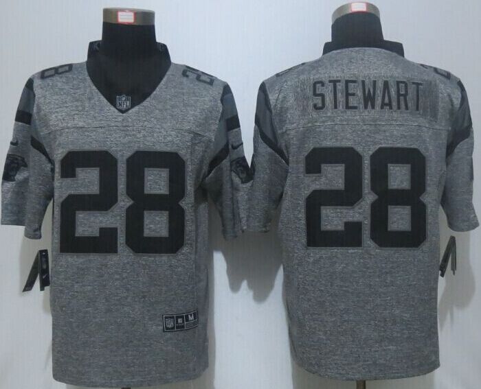 Nike Carolina Panthers 28 Stewart Gray Men Stitched Gridiron Gray Limited Jersey