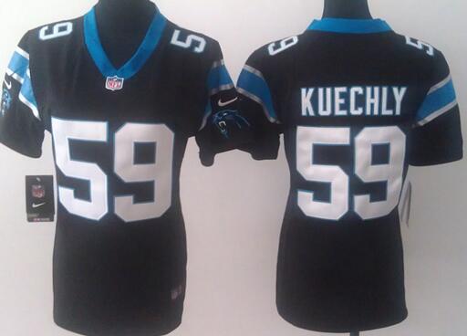 Nike Carolina Panthers 59 Luke Kuechly Black women football Jerseys