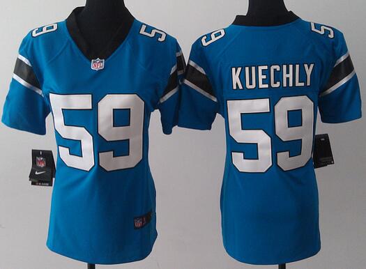 Nike Carolina Panthers 59 Luke Kuechly Blue women football Jerseys