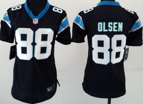 Nike Carolina Panthers 80 Greg Olsen Black women football Jerseys