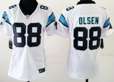 Nike Carolina Panthers 80 Greg Olsen white women football Jerseys