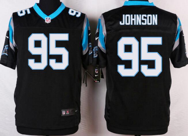 Nike Carolina Panthers 95 Johnson Black Colors Elite Jerseys