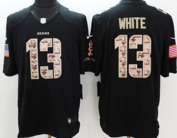 Nike Chicago Bears 13 White Black usa falg nfl football Jersey