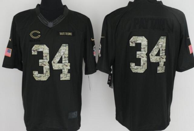 Nike Chicago Bears 34 Payton black Salute To Service Limited Jerseys