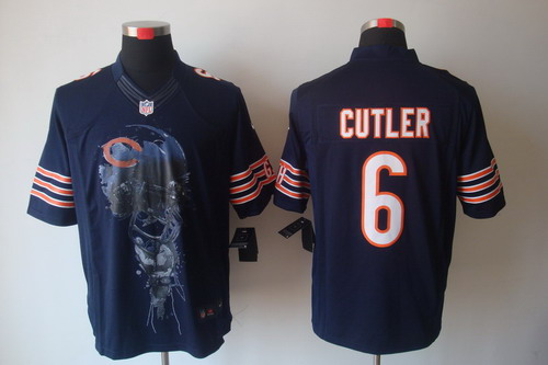 Nike Chicago Bears 6 Jay Culter Blue NFL Helmet Tri-Blend Limited Jerseys