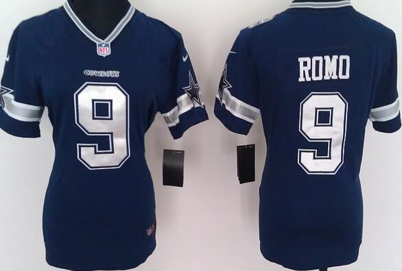 Nike Dallas Cowboys  9 Tony Romo blue women football jerseys