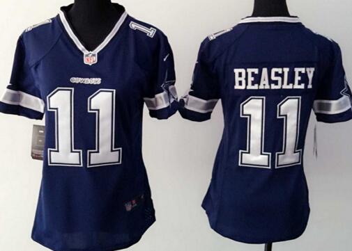 Nike Dallas Cowboys 11 Cole Beasley blue women football jerseys