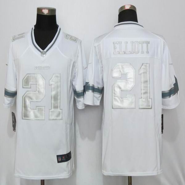 Nike Dallas Cowboys 21 Elliott Platinum White Limited Jerseys