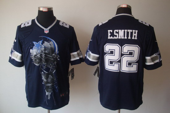 Nike Dallas Cowboys 22 E.SMITH Limited Blue NFL Jerseys