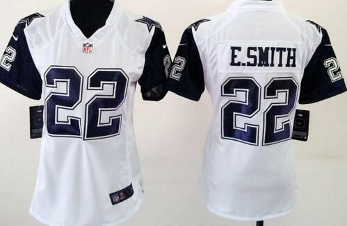 Nike Dallas Cowboys 22 Emmitt Smith white women football jersey