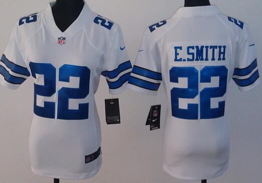 Nike Dallas Cowboys 22 Emmitt Smith white women football jerseys
