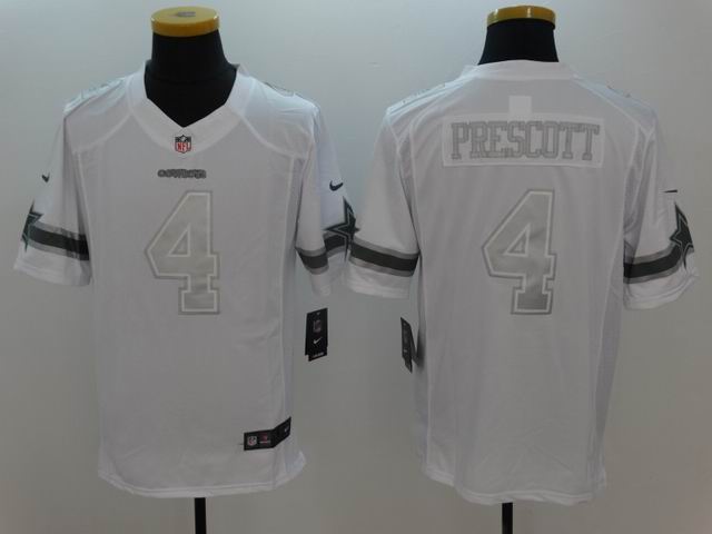 Nike Dallas Cowboys 4 Dak Prescott Platinum White Limited Jerseys