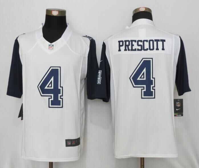 Nike Dallas Cowboys 4 Dak Prescott White Men Stitched Limited Rush Jersey