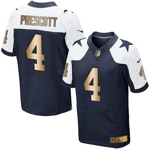 Nike Dallas Cowboys 4 Dak Prescott blue gold Thanksgivings NFL Jersey
