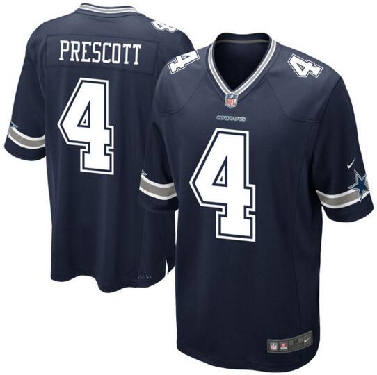 Nike Dallas Cowboys 4 Dak Prescott game dark Blue NFL jerseys