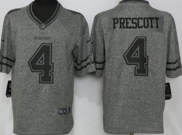 Nike Dallas Cowboys 4 Prescott Gray Stitched Gridiron Gray Limited Jersey