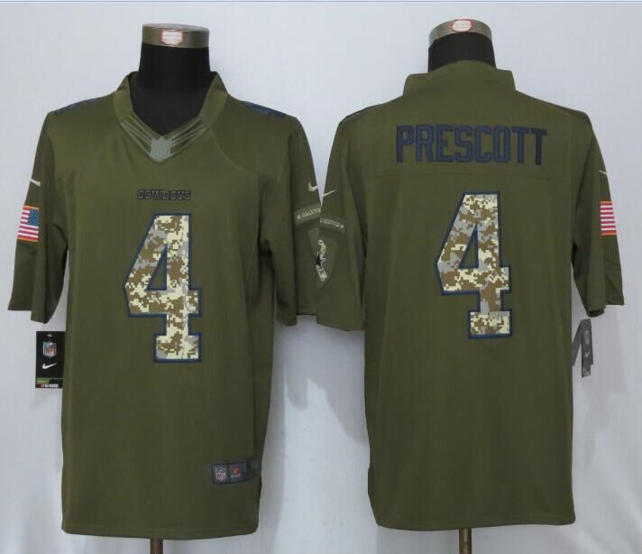 Nike Dallas Cowboys 4 Prescott Green Salute To Service Limited Jersey