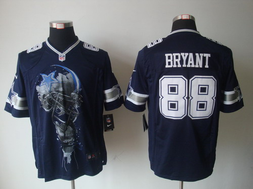 Nike Dallas Cowboys 88 Dez Bryant Blue NFL Helmet Tri-Blend Limited Jerseys