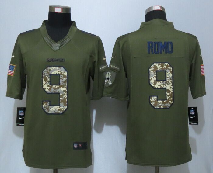 Nike Dallas Cowboys 9 Romo Green Salute To Service Limited Jersey
