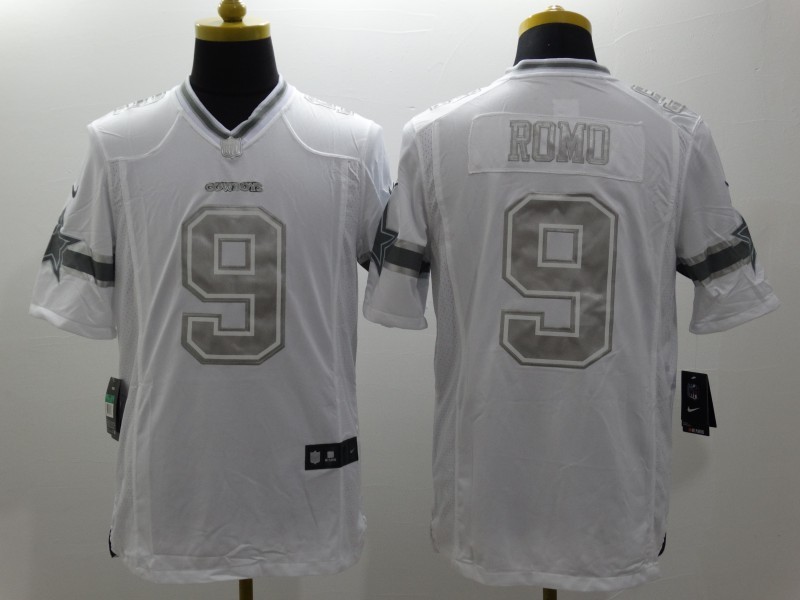 Nike Dallas Cowboys 9 Tony Romo Platinum White Limited Jerseys