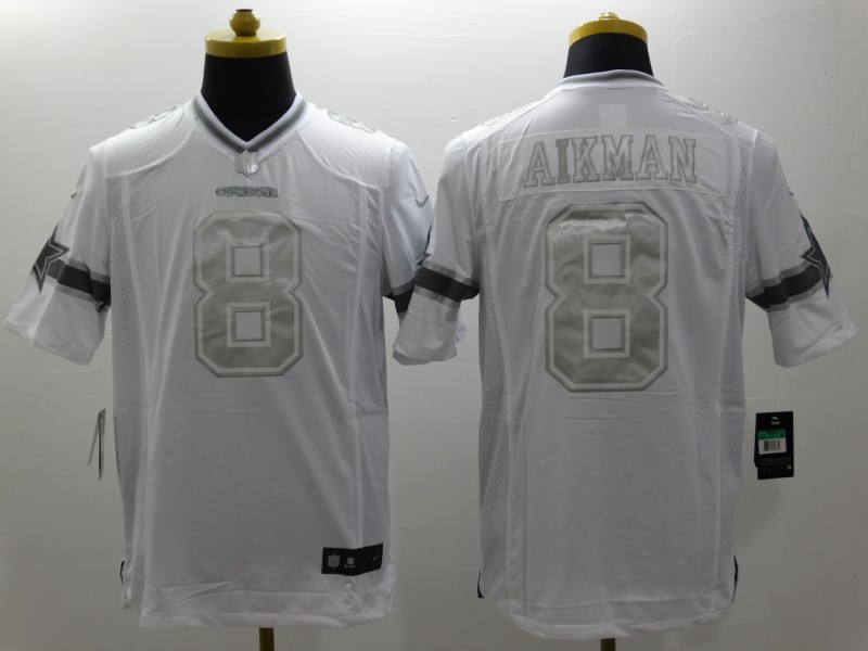 Nike Dallas Cowboys Troy Aikman 8 white Platinum Limited Jerseys