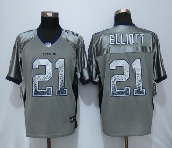 Nike Dallas cowboys 21 Elliott Drift Fashion Grey Elite Jerseys