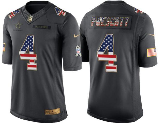Nike Dallas cowboys 4 Prescott USA Flag Fashion Black limited Jerseys