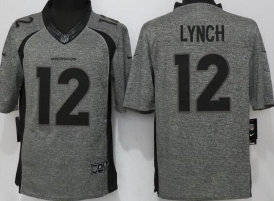 Nike Denver Broncos 12 Lynch Gray Stitched Gridiron Gray Limited Jersey