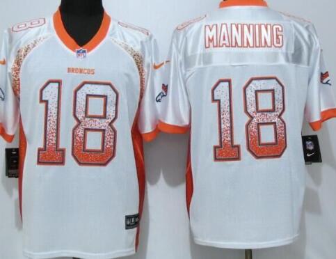 Nike Denver Broncos 18 Manning White Drift Fashion Elite Jersey