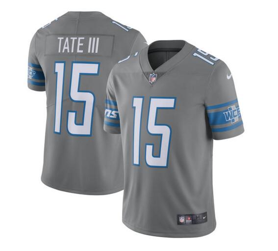 Nike Detroit Lions 15 Golden Tate III Steel Rush Limited men grey Jersey