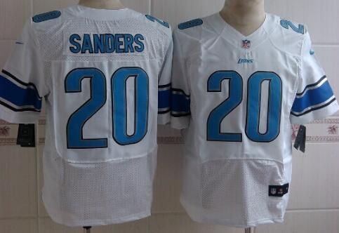 Nike Detroit Lions 20 B.SANDERS Elite White NFL Jerseys